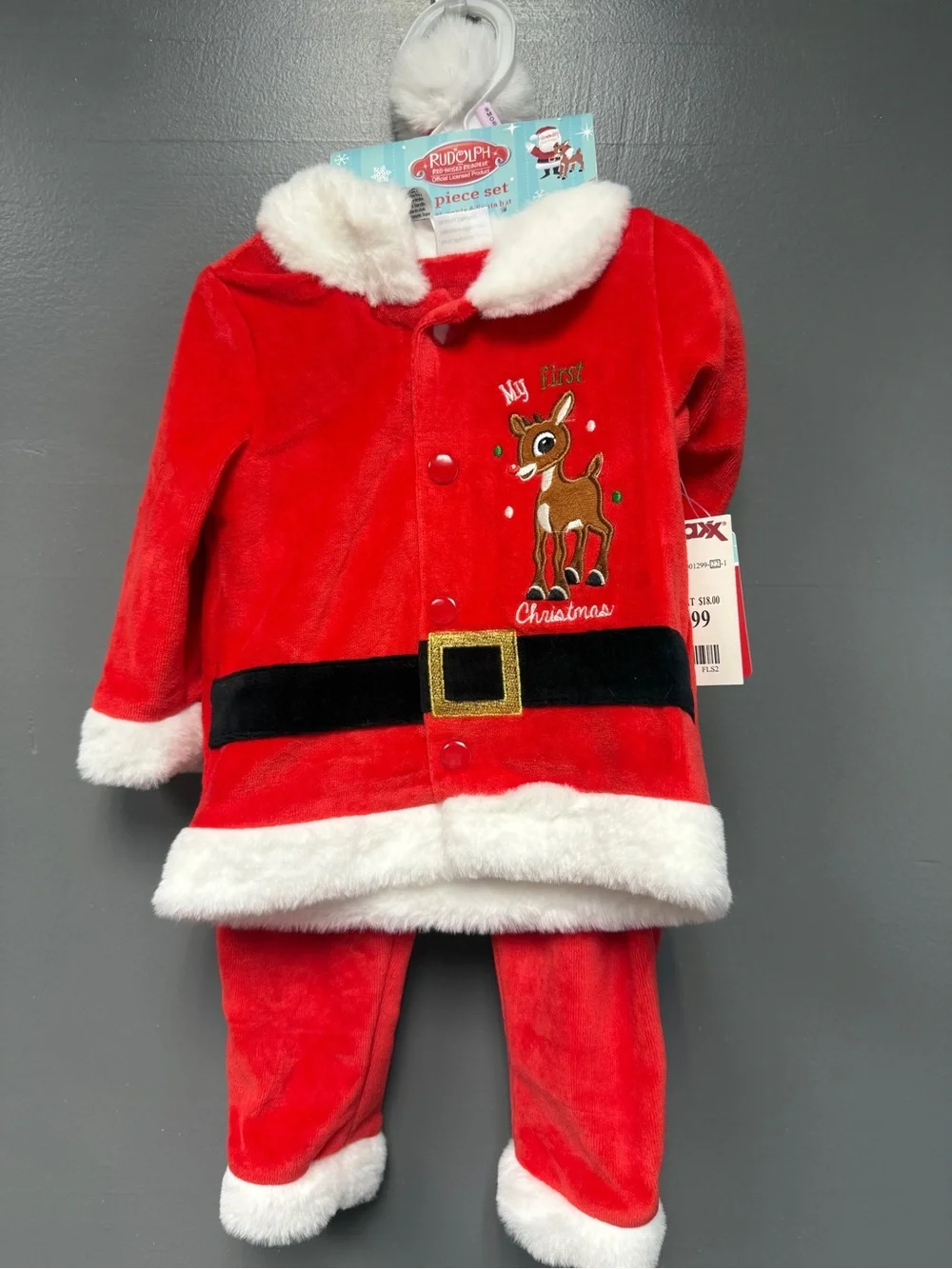 NWT Rudolph Baby My First Christmas 3-Piece Santa Outfit – 9 Months